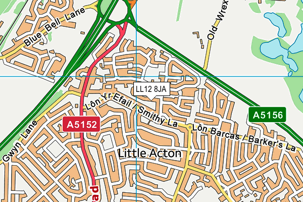 LL12 8JA map - OS VectorMap District (Ordnance Survey) LL12 8JA map - OS VectorMap District (Ordnance Survey)