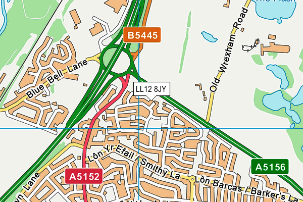 LL12 8JY map - OS VectorMap District (Ordnance Survey) LL12 8JY map - OS VectorMap District (Ordnance Survey)