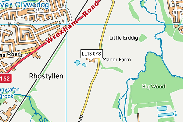 LL13 0YS map - OS VectorMap District (Ordnance Survey)