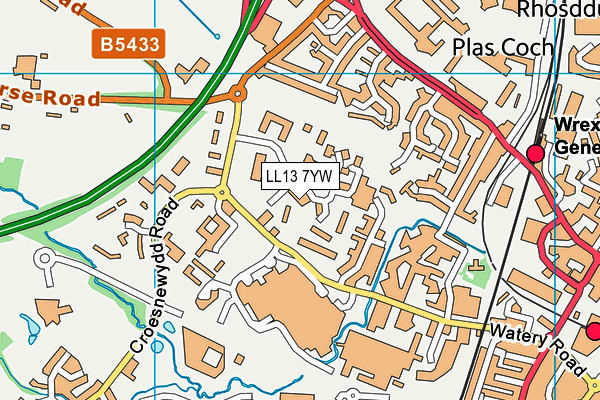 LL13 7YW map - OS VectorMap District (Ordnance Survey) LL13 7YW map - OS VectorMap District (Ordnance Survey)