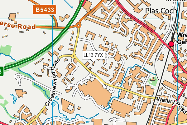 LL13 7YX map - OS VectorMap District (Ordnance Survey) LL13 7YX map - OS VectorMap District (Ordnance Survey)