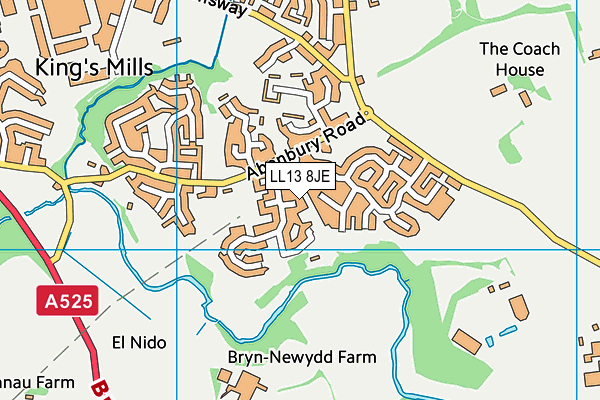 LL13 8JE map - OS VectorMap District (Ordnance Survey) LL13 8JE map - OS VectorMap District (Ordnance Survey)