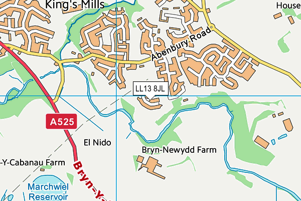 LL13 8JL map - OS VectorMap District (Ordnance Survey) LL13 8JL map - OS VectorMap District (Ordnance Survey)