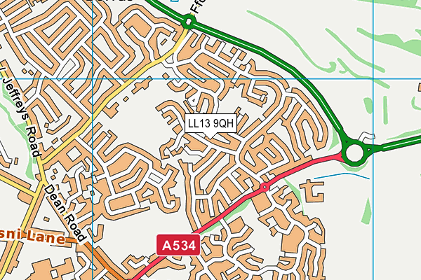 LL13 9QH map - OS VectorMap District (Ordnance Survey) LL13 9QH map - OS VectorMap District (Ordnance Survey)