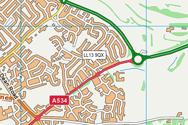 LL13 9QX map - OS VectorMap District (Ordnance Survey) LL13 9QX map - OS VectorMap District (Ordnance Survey)