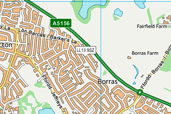 LL13 9SZ map - OS VectorMap District (Ordnance Survey) LL13 9SZ map - OS VectorMap District (Ordnance Survey)