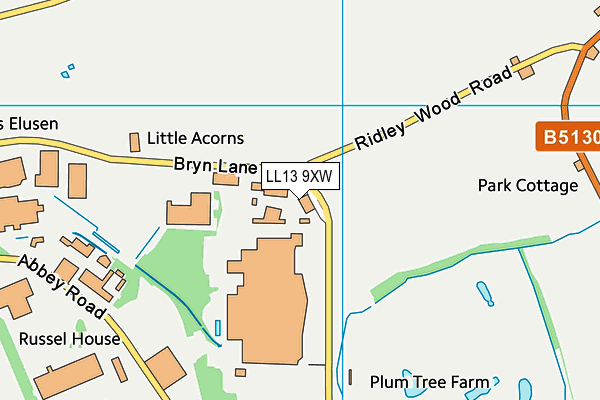 LL13 9XW map - OS VectorMap District (Ordnance Survey) LL13 9XW map - OS VectorMap District (Ordnance Survey)