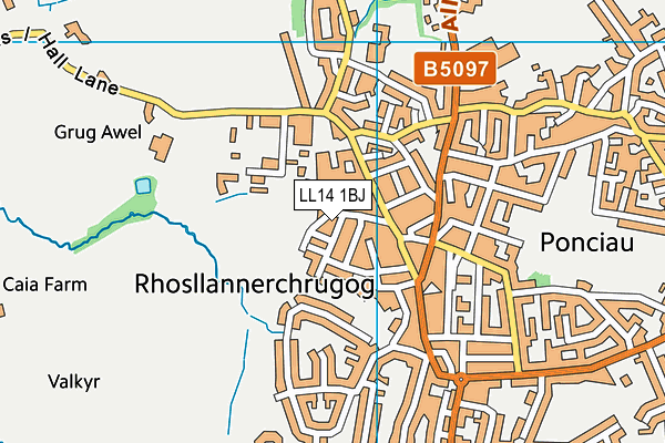 LL14 1BJ map - OS VectorMap District (Ordnance Survey) LL14 1BJ map - OS VectorMap District (Ordnance Survey)