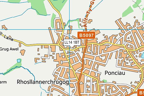 LL14 1BT map - OS VectorMap District (Ordnance Survey) LL14 1BT map - OS VectorMap District (Ordnance Survey)