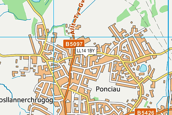LL14 1BY map - OS VectorMap District (Ordnance Survey) LL14 1BY map - OS VectorMap District (Ordnance Survey)