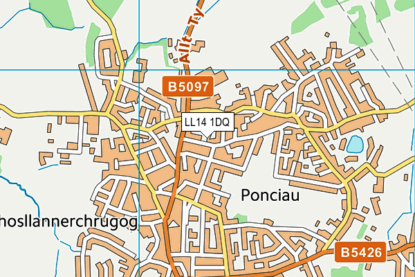 LL14 1DQ map - OS VectorMap District (Ordnance Survey) LL14 1DQ map - OS VectorMap District (Ordnance Survey)