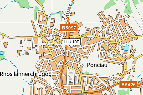 LL14 1DT map - OS VectorMap District (Ordnance Survey) LL14 1DT map - OS VectorMap District (Ordnance Survey)