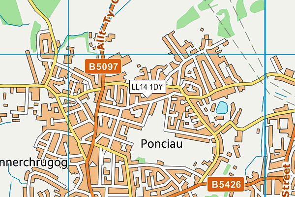 LL14 1DY map - OS VectorMap District (Ordnance Survey) LL14 1DY map - OS VectorMap District (Ordnance Survey)