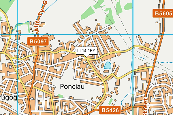 LL14 1EY map - OS VectorMap District (Ordnance Survey) LL14 1EY map - OS VectorMap District (Ordnance Survey)