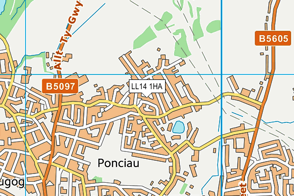 LL14 1HA map - OS VectorMap District (Ordnance Survey) LL14 1HA map - OS VectorMap District (Ordnance Survey)