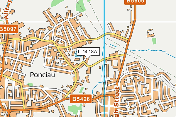 LL14 1SW map - OS VectorMap District (Ordnance Survey) LL14 1SW map - OS VectorMap District (Ordnance Survey)
