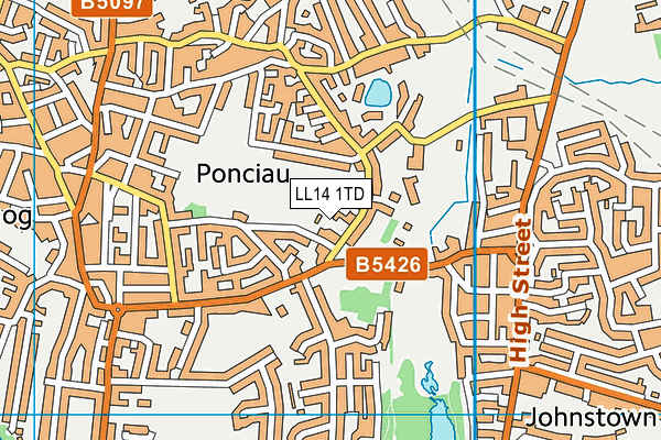 LL14 1TD map - OS VectorMap District (Ordnance Survey) LL14 1TD map - OS VectorMap District (Ordnance Survey)