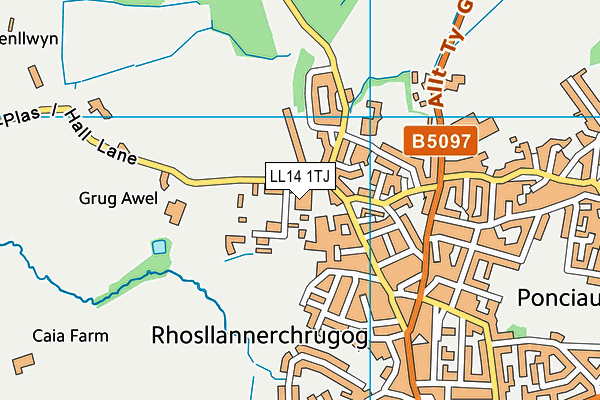 LL14 1TJ map - OS VectorMap District (Ordnance Survey) LL14 1TJ map - OS VectorMap District (Ordnance Survey)