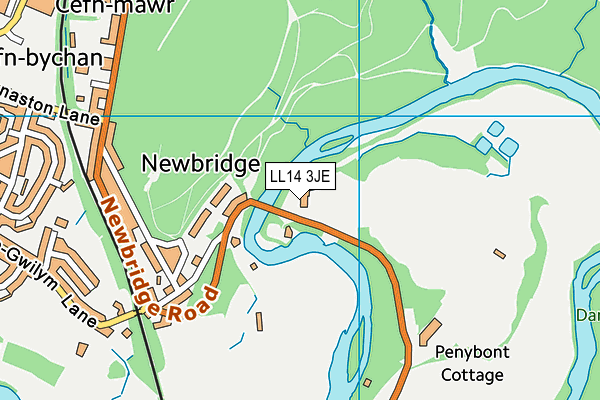 LL14 3JE map - OS VectorMap District (Ordnance Survey) LL14 3JE map - OS VectorMap District (Ordnance Survey)