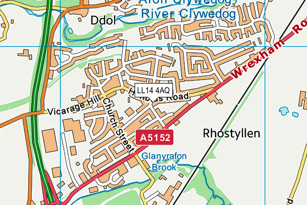 LL14 4AQ map - OS VectorMap District (Ordnance Survey)