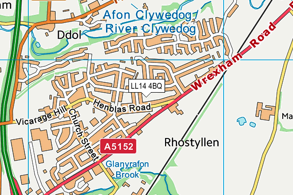 LL14 4BQ map - OS VectorMap District (Ordnance Survey) LL14 4BQ map - OS VectorMap District (Ordnance Survey)