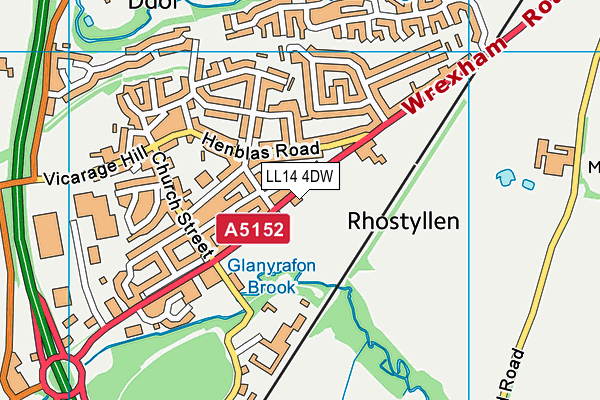 LL14 4DW map - OS VectorMap District (Ordnance Survey) LL14 4DW map - OS VectorMap District (Ordnance Survey)