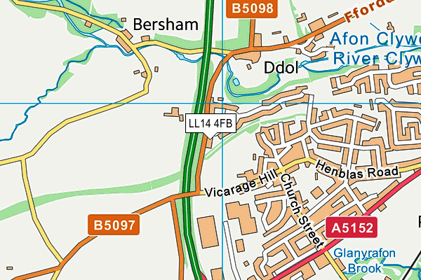 LL14 4FB map - OS VectorMap District (Ordnance Survey) LL14 4FB map - OS VectorMap District (Ordnance Survey)
