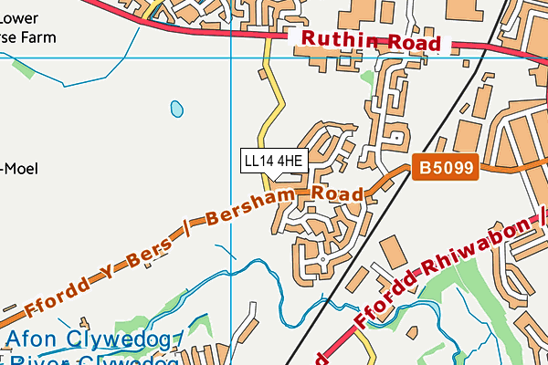 LL14 4HE map - OS VectorMap District (Ordnance Survey) LL14 4HE map - OS VectorMap District (Ordnance Survey)