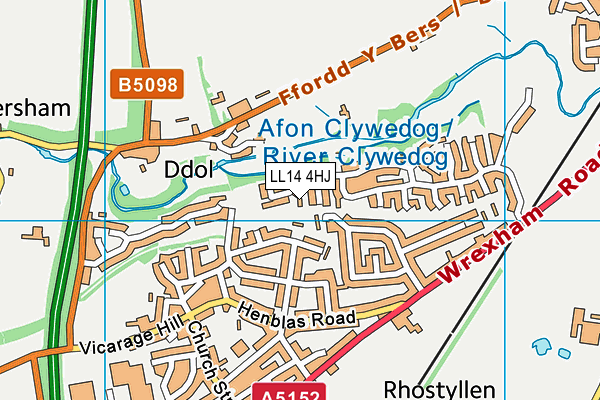 LL14 4HJ map - OS VectorMap District (Ordnance Survey) LL14 4HJ map - OS VectorMap District (Ordnance Survey)