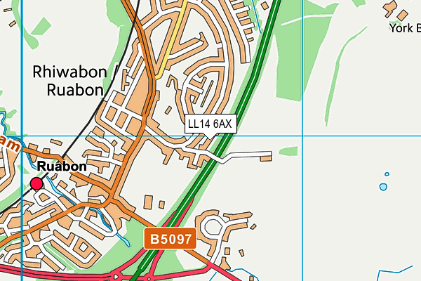 LL14 6AX map - OS VectorMap District (Ordnance Survey) LL14 6AX map - OS VectorMap District (Ordnance Survey)
