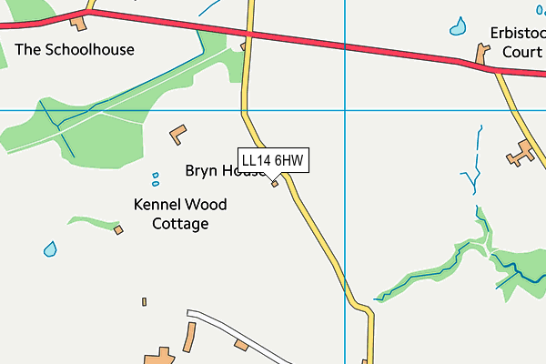 LL14 6HW map - OS VectorMap District (Ordnance Survey) LL14 6HW map - OS VectorMap District (Ordnance Survey)