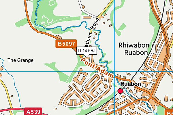 LL14 6RJ map - OS VectorMap District (Ordnance Survey) LL14 6RJ map - OS VectorMap District (Ordnance Survey)
