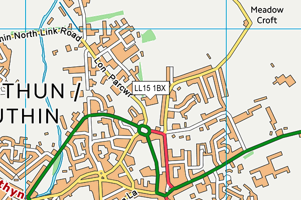 LL15 1BX map - OS VectorMap District (Ordnance Survey) LL15 1BX map - OS VectorMap District (Ordnance Survey)