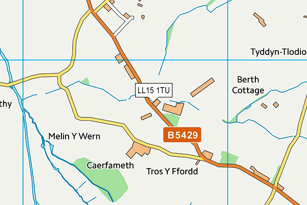 LL15 1TU map - OS VectorMap District (Ordnance Survey) LL15 1TU map - OS VectorMap District (Ordnance Survey)