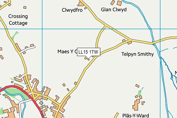 LL15 1TW map - OS VectorMap District (Ordnance Survey) LL15 1TW map - OS VectorMap District (Ordnance Survey)