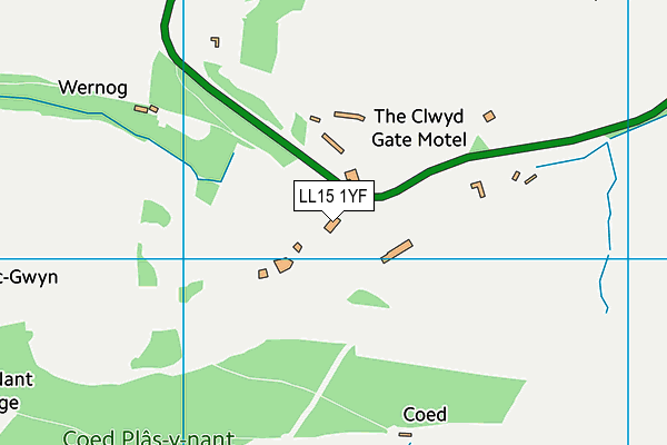 LL15 1YF map - OS VectorMap District (Ordnance Survey) LL15 1YF map - OS VectorMap District (Ordnance Survey)