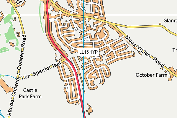 LL15 1YP map - OS VectorMap District (Ordnance Survey) LL15 1YP map - OS VectorMap District (Ordnance Survey)