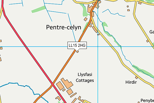LL15 2HG map - OS VectorMap District (Ordnance Survey) LL15 2HG map - OS VectorMap District (Ordnance Survey)