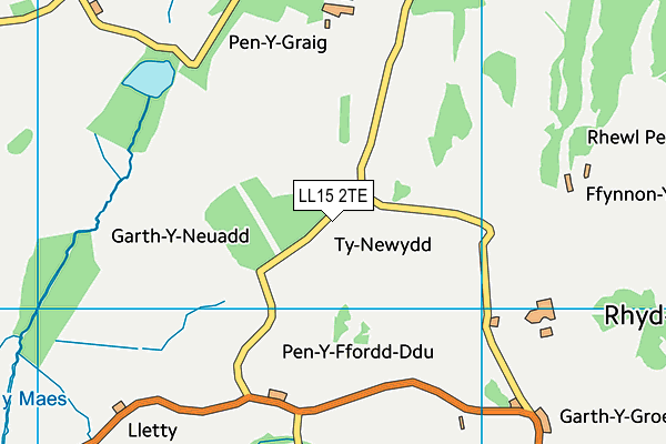 LL15 2TE map - OS VectorMap District (Ordnance Survey) LL15 2TE map - OS VectorMap District (Ordnance Survey)