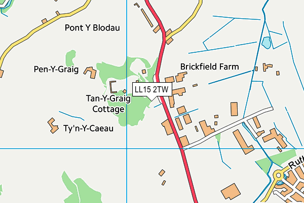 LL15 2TW map - OS VectorMap District (Ordnance Survey) LL15 2TW map - OS VectorMap District (Ordnance Survey)
