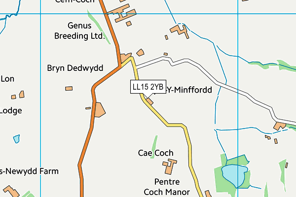 LL15 2YB map - OS VectorMap District (Ordnance Survey) LL15 2YB map - OS VectorMap District (Ordnance Survey)
