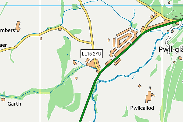 LL15 2YU map - OS VectorMap District (Ordnance Survey) LL15 2YU map - OS VectorMap District (Ordnance Survey)