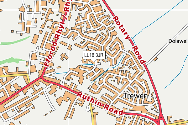 LL16 3JR map - OS VectorMap District (Ordnance Survey) LL16 3JR map - OS VectorMap District (Ordnance Survey)