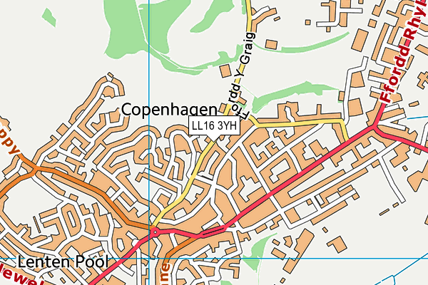 LL16 3YH map - OS VectorMap District (Ordnance Survey)