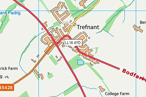 LL16 4YD map - OS VectorMap District (Ordnance Survey) LL16 4YD map - OS VectorMap District (Ordnance Survey)