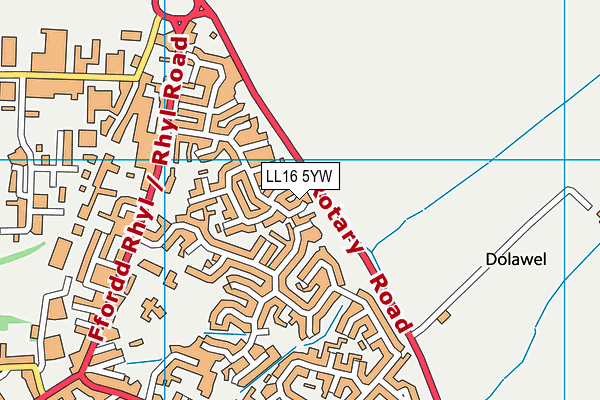 LL16 5YW map - OS VectorMap District (Ordnance Survey) LL16 5YW map - OS VectorMap District (Ordnance Survey)