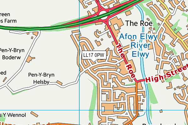 LL17 0PW map - OS VectorMap District (Ordnance Survey)