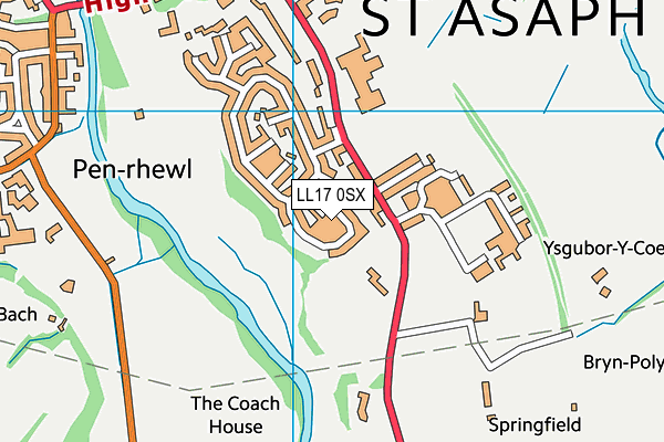 LL17 0SX map - OS VectorMap District (Ordnance Survey) LL17 0SX map - OS VectorMap District (Ordnance Survey)