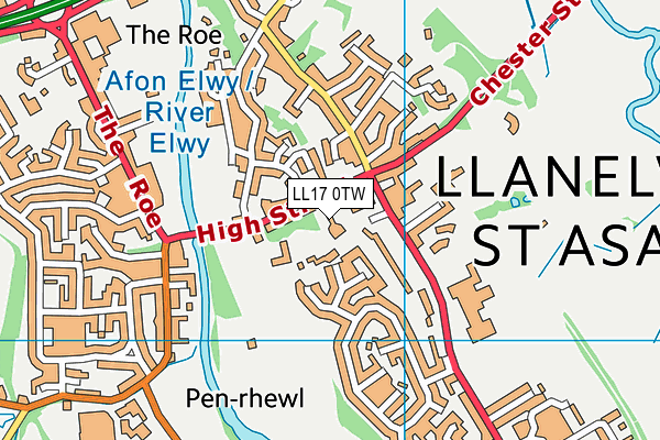LL17 0TW map - OS VectorMap District (Ordnance Survey) LL17 0TW map - OS VectorMap District (Ordnance Survey)