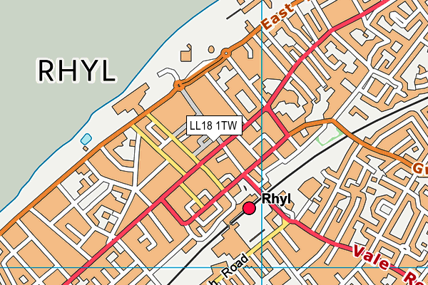 LL18 1TW map - OS VectorMap District (Ordnance Survey) LL18 1TW map - OS VectorMap District (Ordnance Survey)